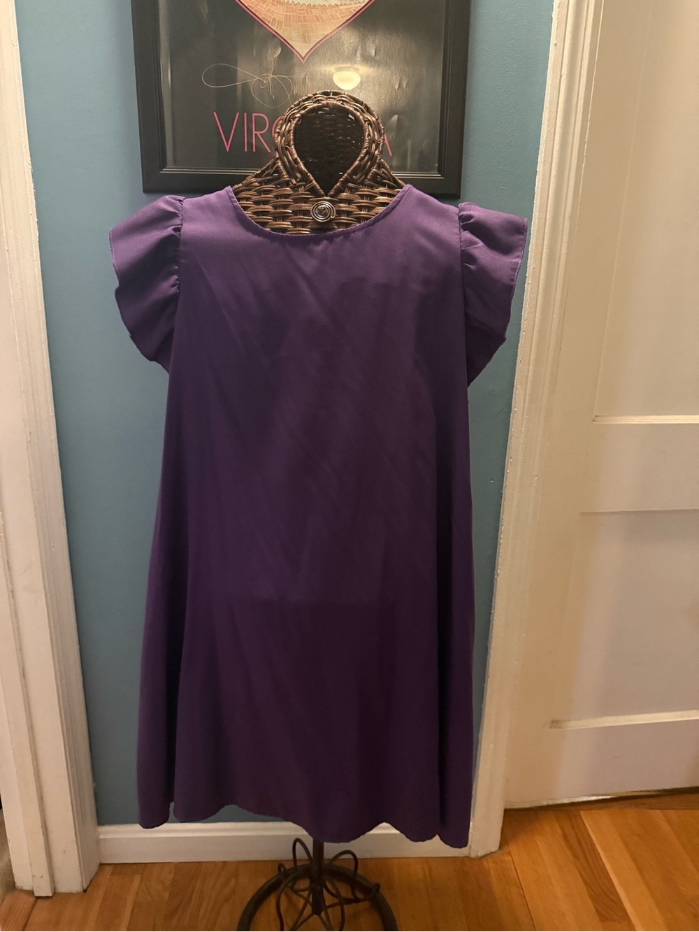 SHEIN Purple Puff Sleeve A-Line Dress